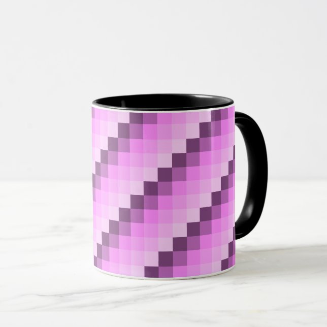 Caneca Quadrados Rosa e Púrpura (Frente Esquerda)