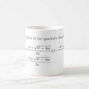 Caneca quadrática da fórmula da matemática