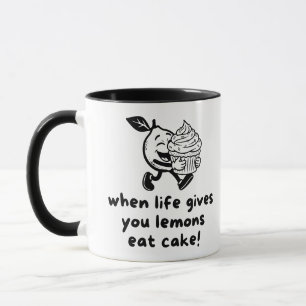 Caneca Quando a Vida Lhe Dá Limões Coma Bolo Divertido Tr