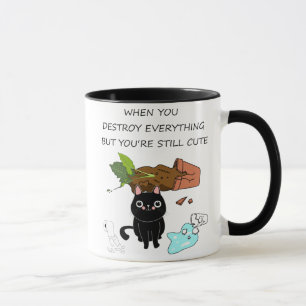 Caneca Quando Destruímos, Gato Negro Engraçado, Gato Negr