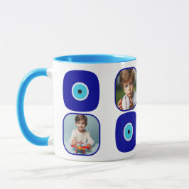 Caneca Quatro Fotos Personalizadas, Amuletas Mau Azuis