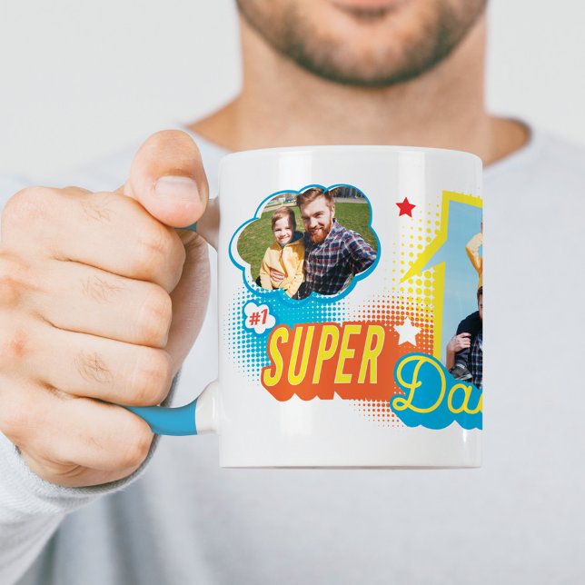 Caneca Quatro Fotos Personalizadas de Bubbles Super Pai (Criador carregado)