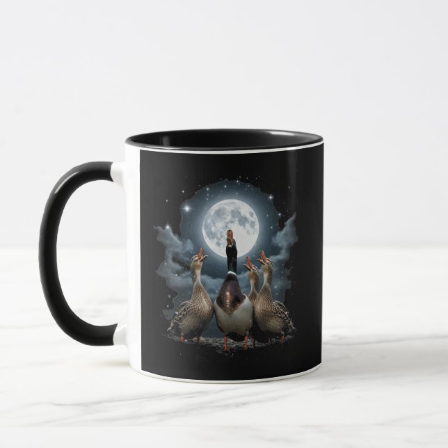 Caneca Quatro Pato Lua Mallard Divertido Grasnando à Noit (Esquerda)