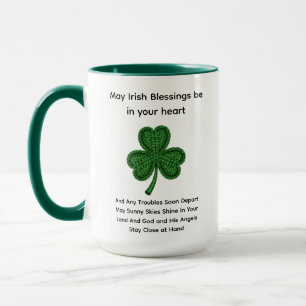 Caneca Que as Bênçãos Irlandesas Estejam no Seu Coração S