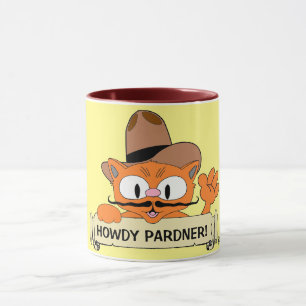 Caneca "QUE PARCEIRO!" Caricatura Cowboy Bigode Gato Engr