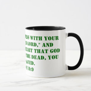 Caneca Que se você confessa com sua boca, "Jesus é…
