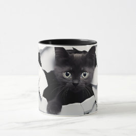 Caneca Quebra-Mama de Sublimação de Gato Preto 3D