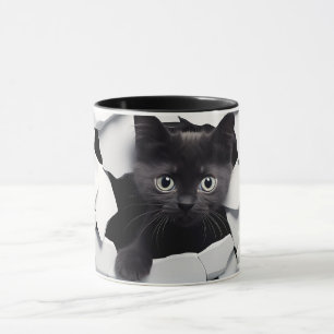 Caneca Quebra-Mama de Sublimação de Gato Preto 3D