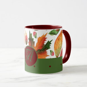 Caneca Queda Monogramas deixa outono verde outono