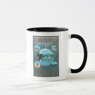 Caneca Quedas de Klamath, poster de viagens de
