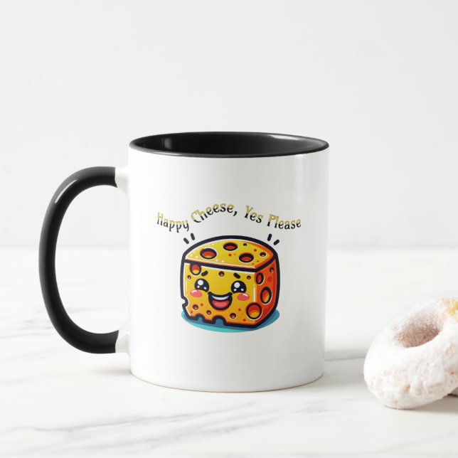 Caneca Queijo Feliz, Sim, Por Favor (Com Donut)