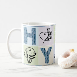 Caneca quente & do hygge (letras & pastels azuis)