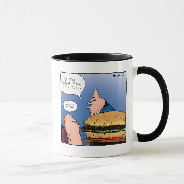 Caneca Quer Fries com isso? Cartoon Mug (Direita)