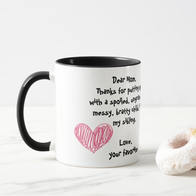 Caneca Querida mãe, obrigados por ter o meu irmão (Com Donut)