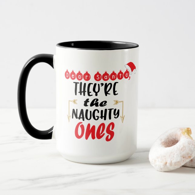 Caneca Querido Papai Noel, São os travessos, Natal engraç (Com Donut)