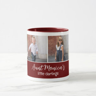 Caneca Queridos da tia personalizada com 4 fotos quadrada