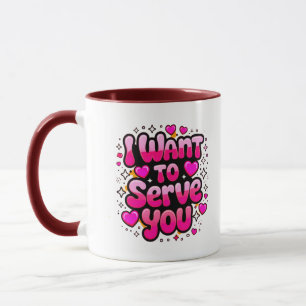 Caneca Quero Servir-Te - Design Romântico do Coração