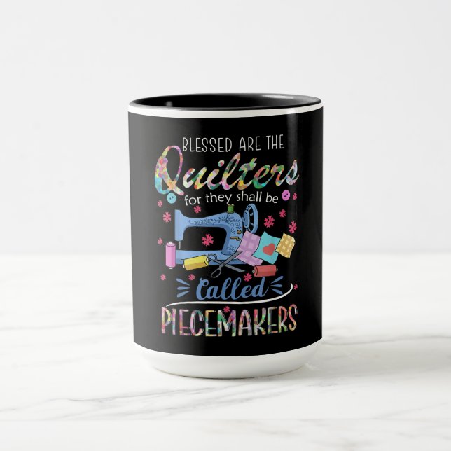 Caneca Quilters Abençoados, Piecemakers, Quilting Sewing  (Centro)