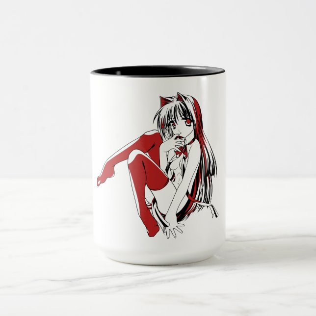 Caneca R & B Manga, Neko Catgirl Furry Loli Anime (Centro)
