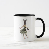 Rabbit em vestido branco preto
