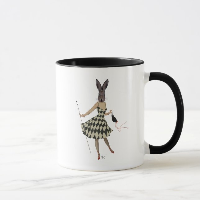 Caneca Rabbit em vestido branco preto (Direita)