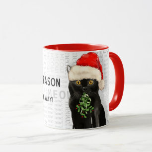 Caneca Raça Negra de Gato de Natal
