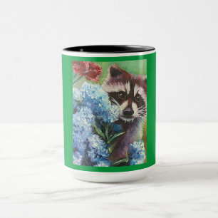 Caneca Raccoon e Blue Hydrangeas MUG