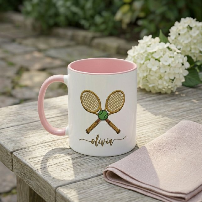 Caneca Rackets de Ténis Personalizados com o Seu Nome  (Criador carregado)