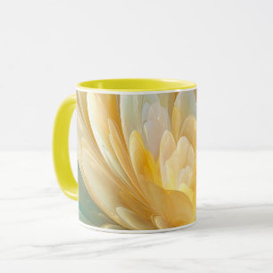 Caneca Radiação Serena de Camadas de Pétalas Douradas e Á