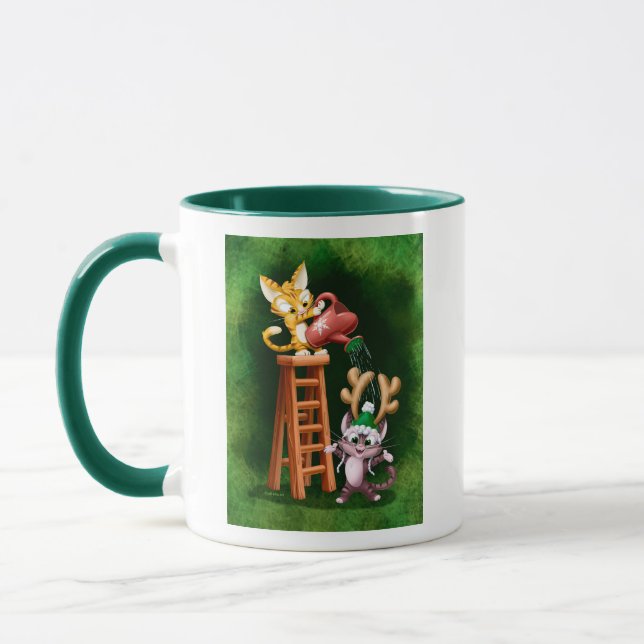 Caneca RAIN DEER CATES por Jeff Willis Art (Esquerda)