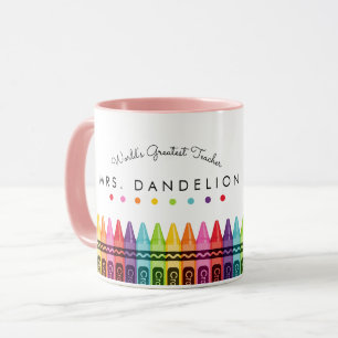 Caneca Rainbow Crayons Mundialmente Maior Professora Café