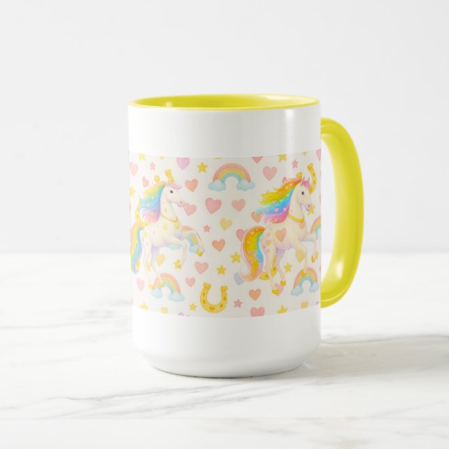Caneca Rainbow Mane Horses Coffee Mug — Cooper & Cody (Frente Esquerda)
