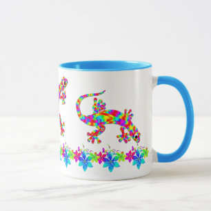 Caneca Rainbow Salamander Mug com Flores Brilhantes