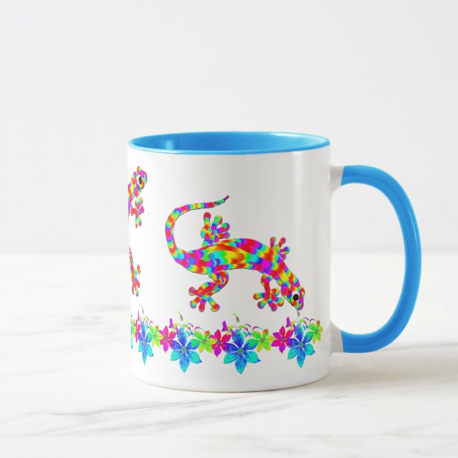 Caneca Rainbow Salamander Mug com Flores Brilhantes (Direita)