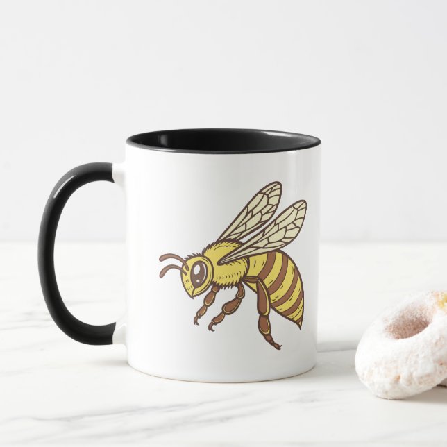 Caneca Rainha Amarelo Abelha Voadora (Com Donut)
