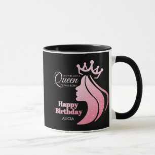 Caneca Rainha Coroa Rosa Rosa Brilhante Negro Feliz Anive