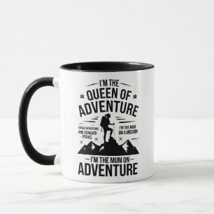 Caneca Rainha da Aventura de Caminhada Mãe Tipografia Des