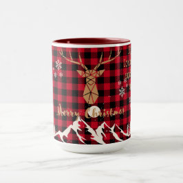 Caneca Rainha de Natal Rustic Red Buffalo Xadrez