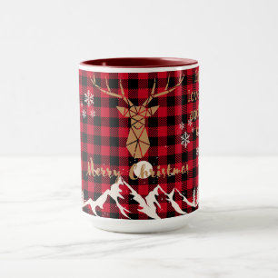 Caneca Rainha de Natal Rustic Red Buffalo Xadrez
