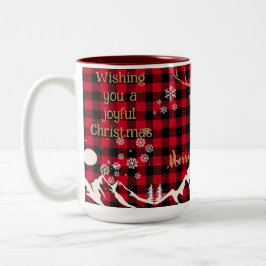 Caneca Rainha de Natal Rustic Red Buffalo Xadrez