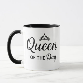 Caneca Rainha do Dia Elegante Preto e Branco Duas-Tons