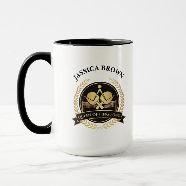 Caneca Rainha Do Ping Pong Nome Personalizado | Cor Doura (Esquerda)