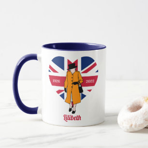 Caneca Rainha Elisabeth II Reino Unido Rainha dos Coraçõe