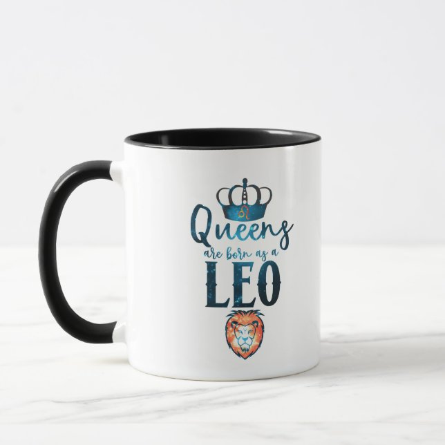 Caneca Rainhas nascem como um signo do zodíaco de LEÃO Ju (Esquerda)