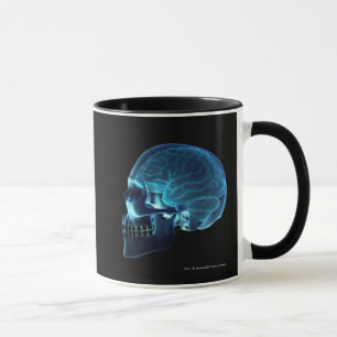 Caneca Raio X do cérebro dentro de um crânio