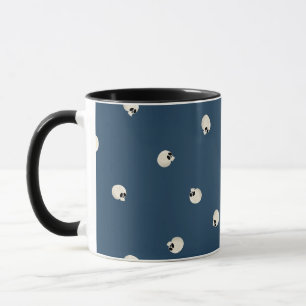 Caneca Raledom Cute Kawaii Skull Dots azul escuro