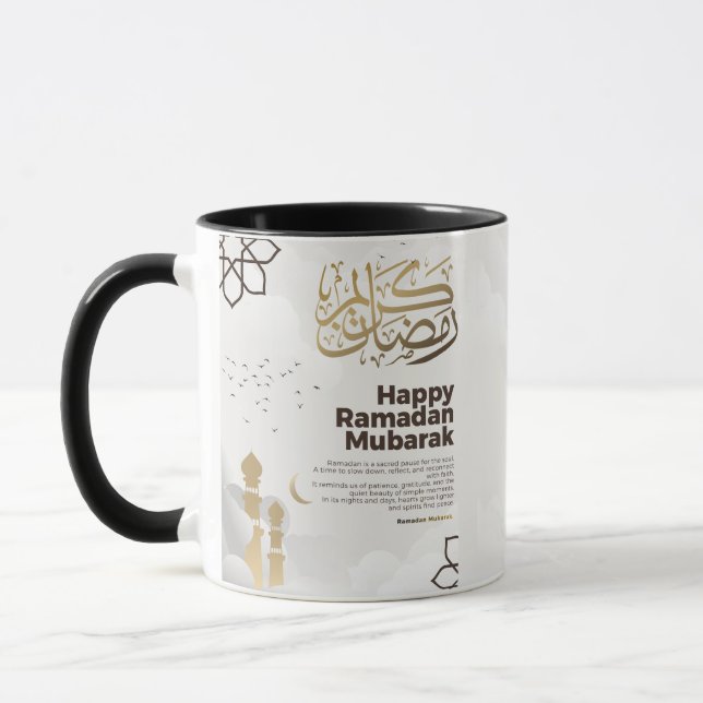 Caneca Ramadan Mubarak Golden Calligraphy Art (Esquerda)