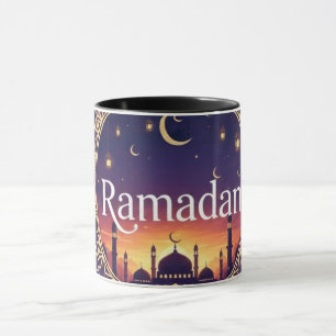 Caneca Ramadão Kareem Mubarak Crescente Islã Iftar Suhur