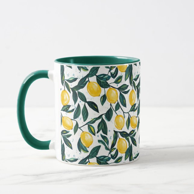 Caneca Ramais De Árvore De Limão Amarelo Brilhante (Esquerda)
