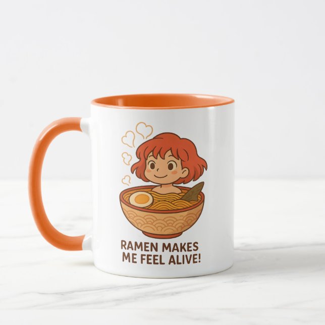 Caneca Ramen Makes Me Feel Alive Funny Noodle Lover (Esquerda)